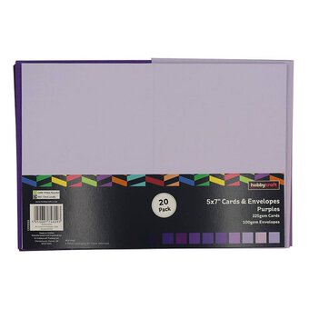 Purple Cards and Envelopes 5 x 7 Inches 20 Pack image number 2