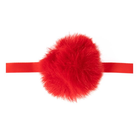Red Faux Fur Pom Pom 6cm  image number 2
