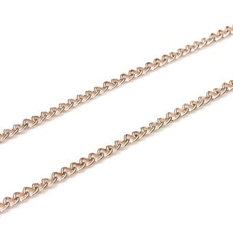 Beads Unlimited Rose Gold Plated Light Curb Chain 3mm x 1m 