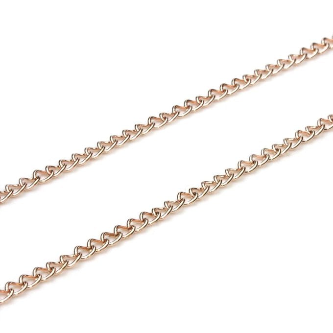 Beads Unlimited Rose Gold Plated Light Curb Chain 3mm x 1m  image number 1