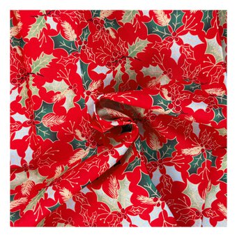 Red Holly Cotton Fabric by the Metre