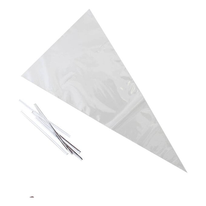 Clear Cone Bags with Ties 10 Pack image number 1