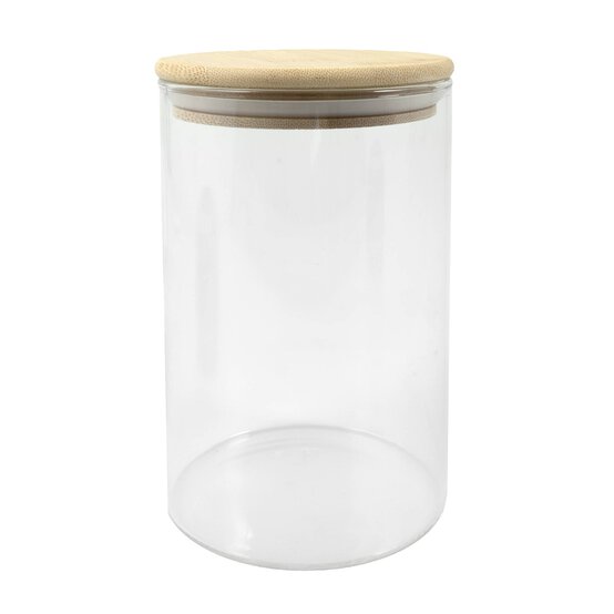 Glass Jar with Bamboo Lid 10cm x 16cm image number 1