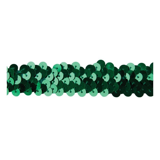 Emerald 20mm Sequin Stretch Trim by the Metre image number 1
