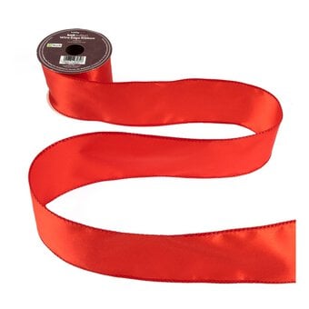 Red Wire Edge Satin Ribbon 63mm x 3m image number 2
