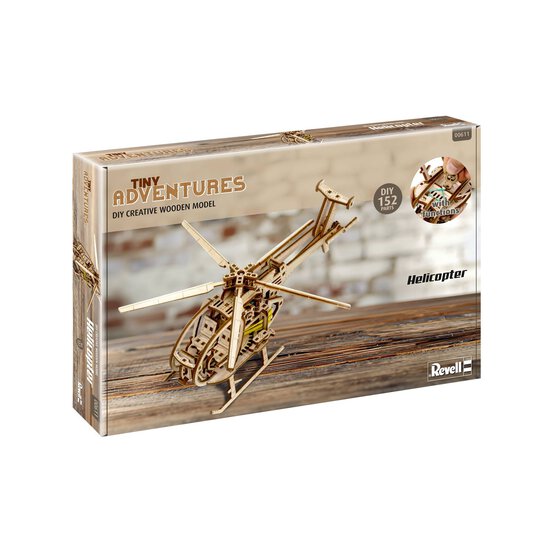 Revell Tiny Adventures Helicopter Wooden Model Kit image number 1