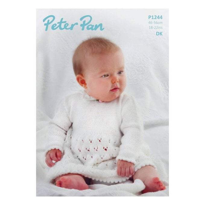 Peter Pan Baby Merino Knitted Dress and Socks Digital Pattern P1244 image number 1