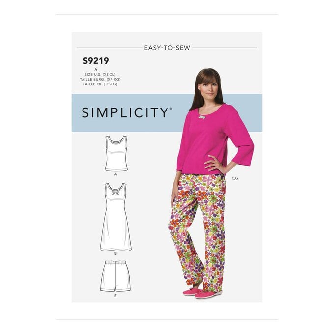 Simplicity Petite Sleepwear Sewing Pattern S9219 (XS-XL) image number 1
