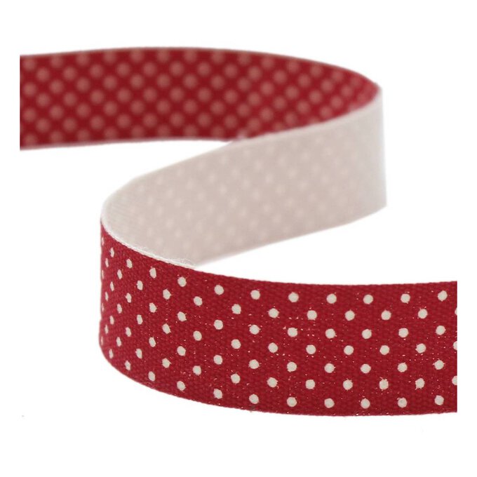 Red Printed Cotton Ribbon 15mm x 5m image number 1