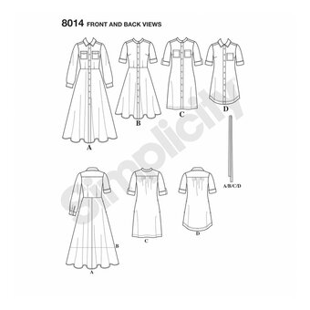 Simplicity Shirt Dress Sewing Pattern 8014 (6-14)