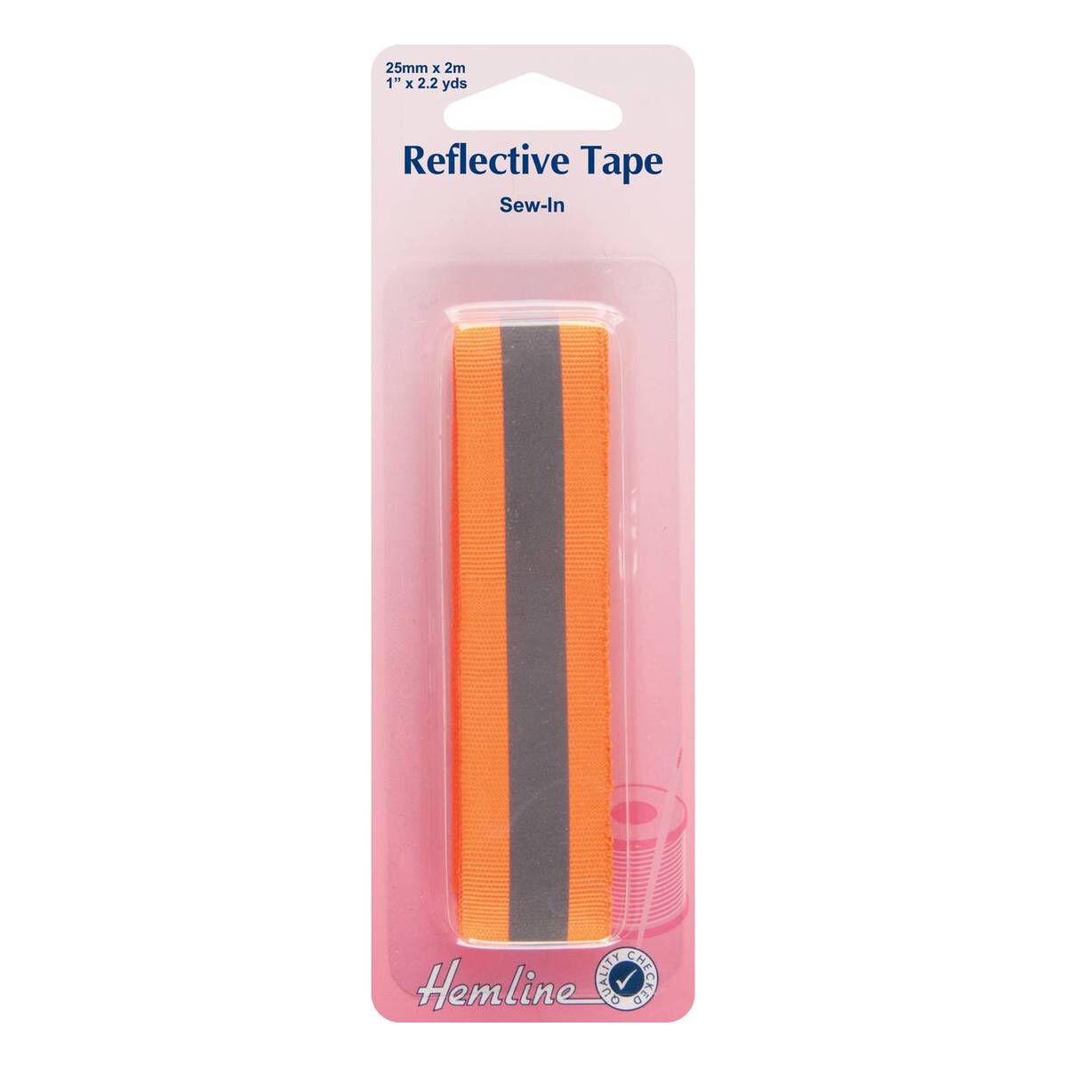 Hemline Reflective Tape Orange 25mm Wide by 2 Metres for sale online 