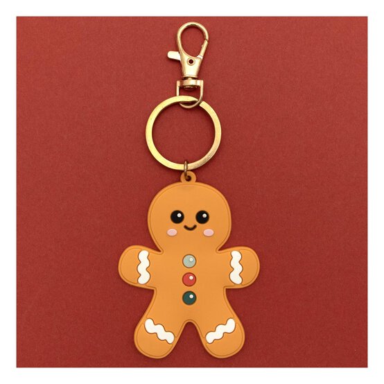 Christmas Gingerbread Soft Rubber Keyring image number 1