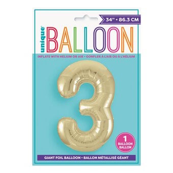 Giant Gold Foil Balloon Number 3