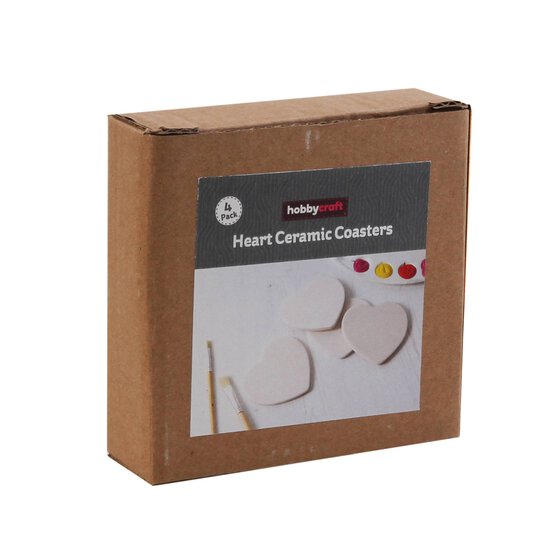 Unglazed Ceramic Heart Coasters 4 Pack image number 4