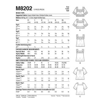 McCall's Women's Tops  Sewing Pattern M8202 (ZZ L-XXL)