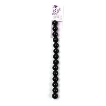 Black Glass Pearls Bead String 13 Pieces