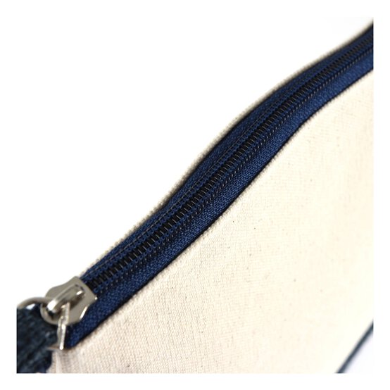 Two-Tone Blue Cotton Zip Pouch 23cm x 16cm x 8cm image number 2