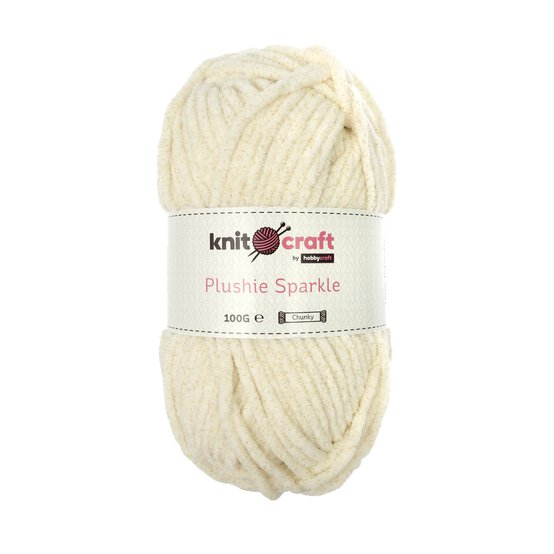 Knitcraft Ivory Plushie Sparkle Yarn 100g image number 1