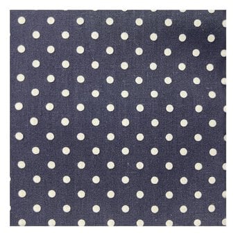 White and Navy Spot Polycotton Fabric by the Metre