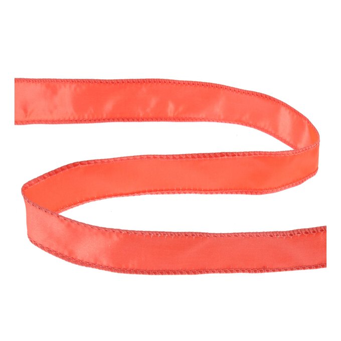 Coral Wire Edge Satin Ribbon 25mm x 3m image number 1