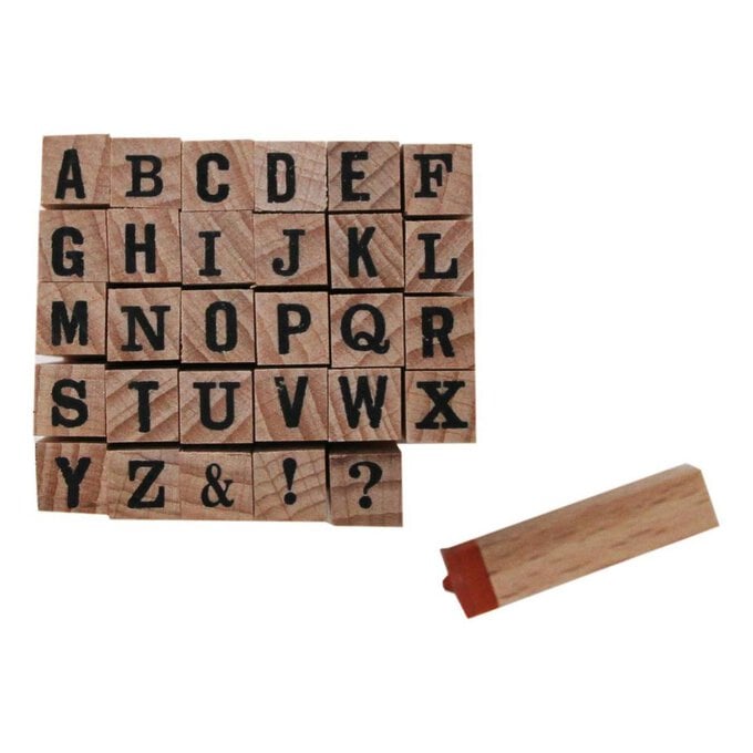 Block Mini Alphabet Wooden Stamp Set 30 Pieces image number 1
