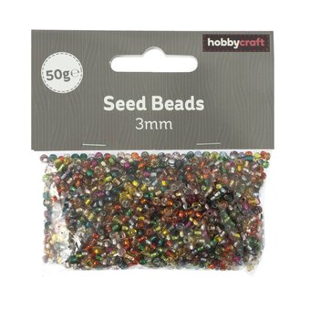 Assorted Silver-Lined Seed Beads 3mm 50g 