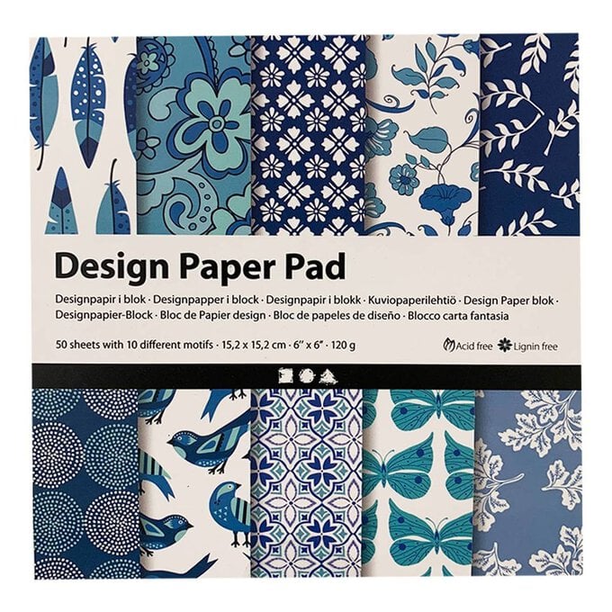 Blue 6 x 6 Inches Design Paper Pad 50 Sheets image number 1