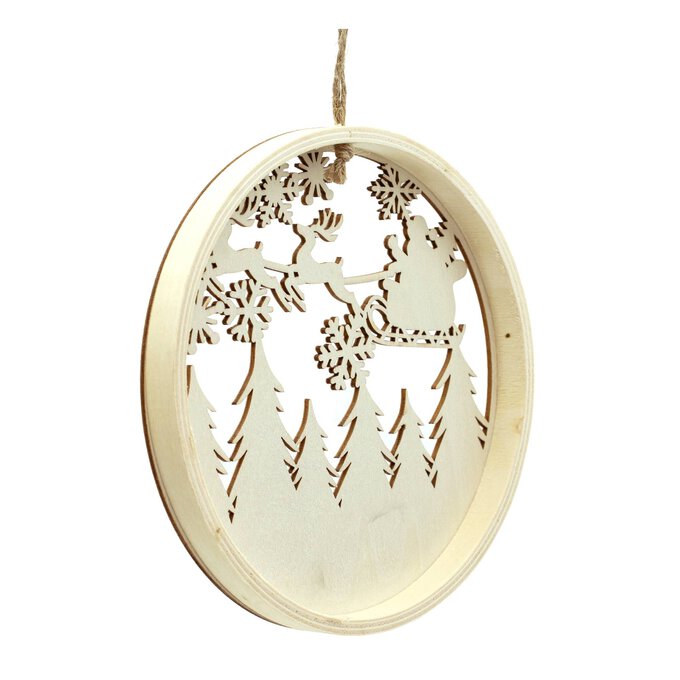 Wooden Sleigh and Reindeer Hanging Decoration 15cm Hobbycraft