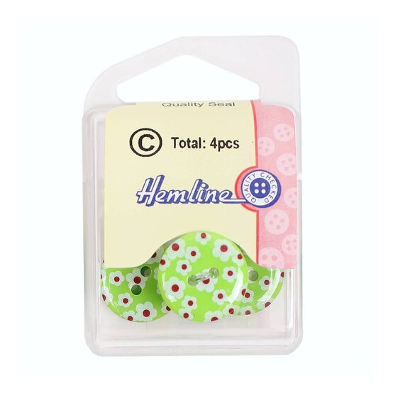 Hemline Green Novelty Patterned Button 4 Pack image number 2