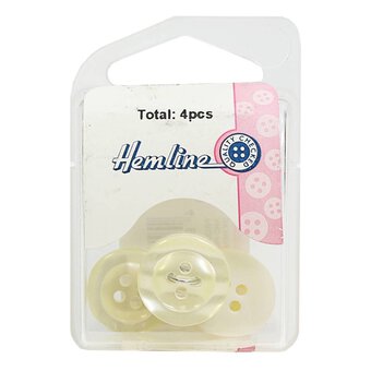 Hemline Cream Basic Shirt Blouse Button 4 Pack