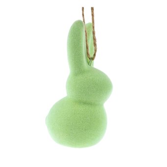 Hanging Green Flocked Ceramic Bunny 8.5cm