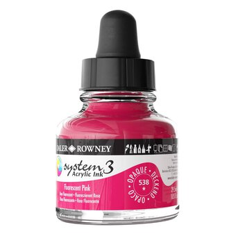 Daler-Rowney System3 Fluorescent Pink Acrylic Ink 29.5ml