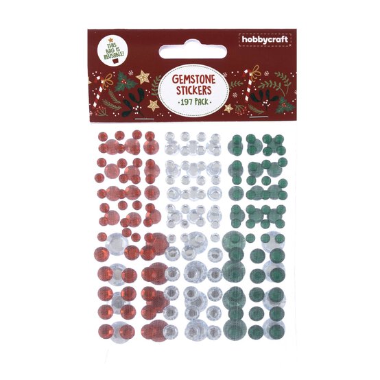 Red, White and Green Gem Stickers 197 Pack  image number 4