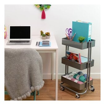 Grey Storage Trolley and White Accessories Bundle