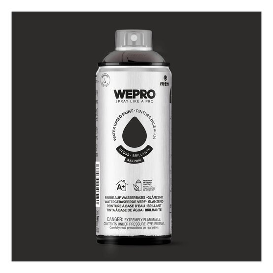 MTN WEPRO Apolo Grey Gloss Water-Based Spray Paint 400ml image number 1