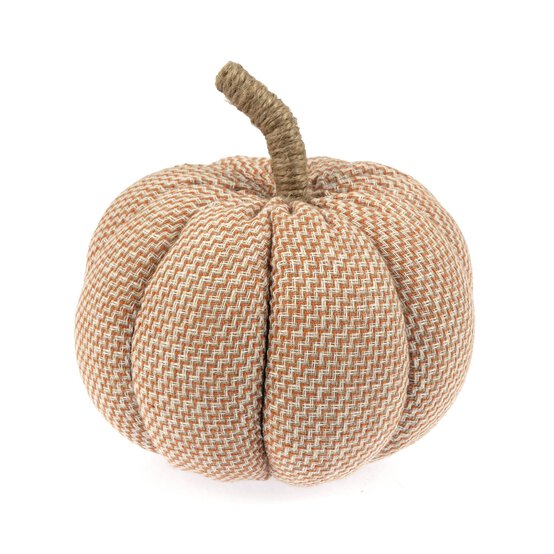 Orange Cotton Striped Pumpkin 12cm image number 1