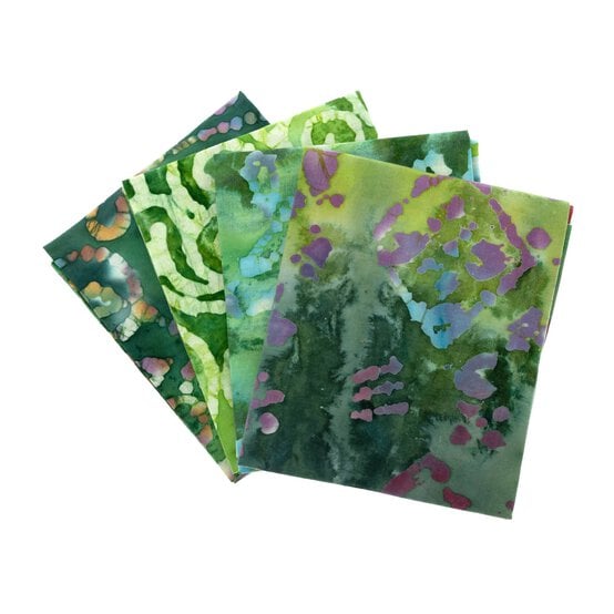 Green Batik Cotton Fat Quarters 4 Pack image number 1
