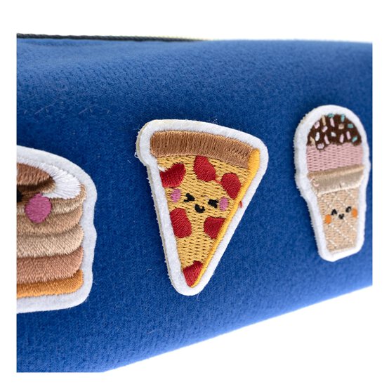 Kawaii Food Patch Blue Felt Pencil Case image number 5