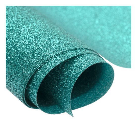 Teal Glitter Iron-On Vinyl 12 x 24 Inches image number 3