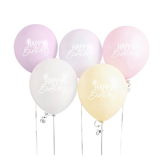 Pastel Happy Birthday Balloons 5 Pack image number 2