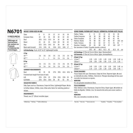 New Look Women&rsquo;s Top Sewing Pattern N6701 image number 2
