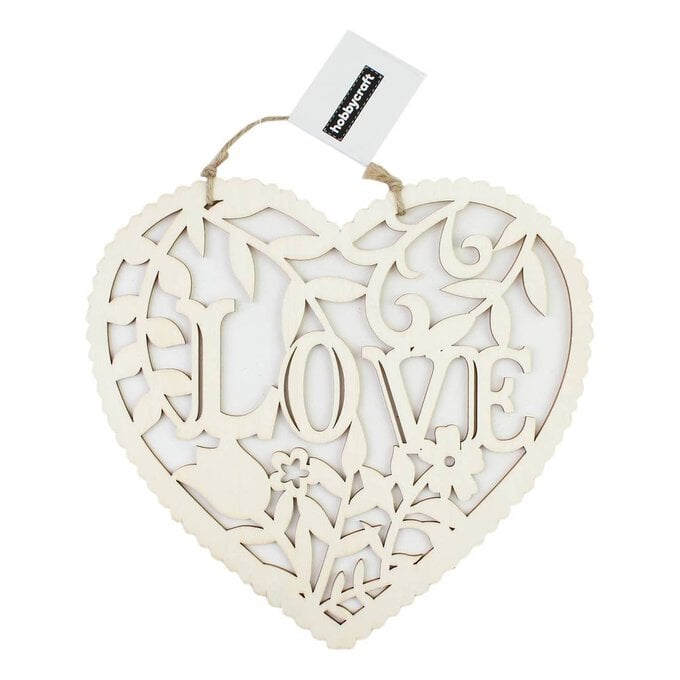 Wooden Filigree Love Heart Plaque 22cm image number 1