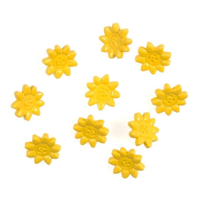 Trimits Yellow Happy Flower Craft Buttons 10 Pieces image number 1