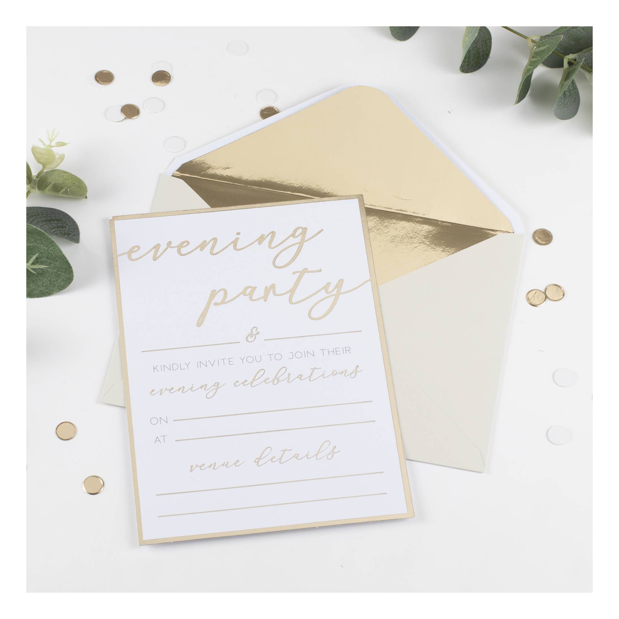 Champagne Gold Foil Evening Invitations 20 Pack Hobbycraft