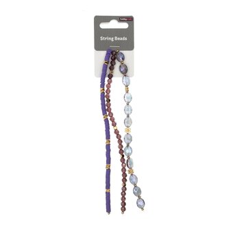 Blue and Gold String Beads 18cm 3 Pack