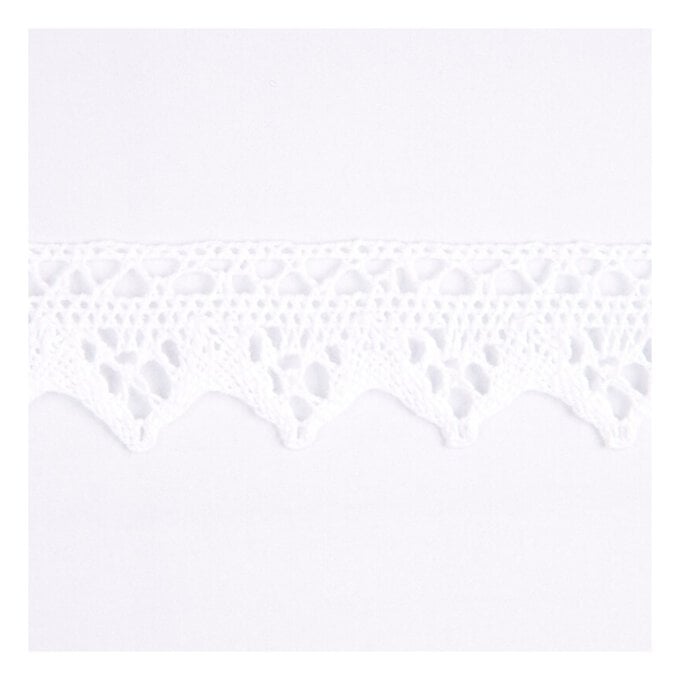 White 30mm Cotton Lace Trim by the Metre image number 1