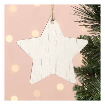 Hanging White Mango Wood Star Decoration 10cm