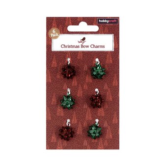 Mini Christmas Bow Charms 6 Pack