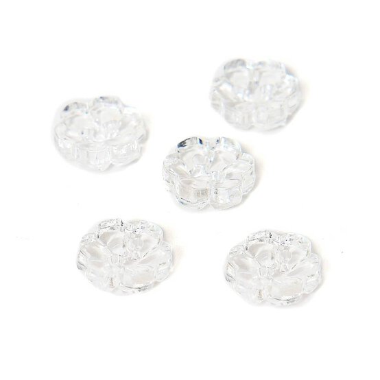 Hemline Clear Novelty Flower Button 5 Pack image number 1