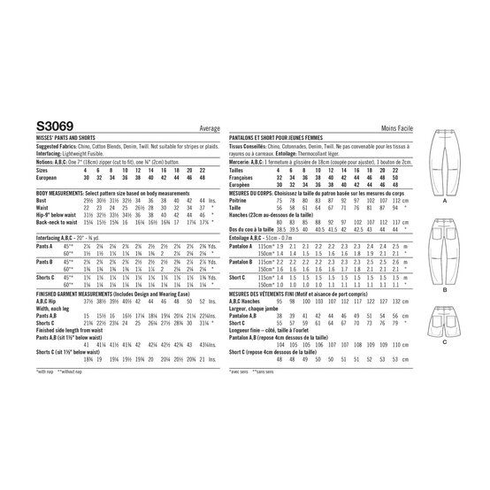 Simplicity Women’s Trousers and Shorts Sewing Pattern S3069 (4-12) image number 3